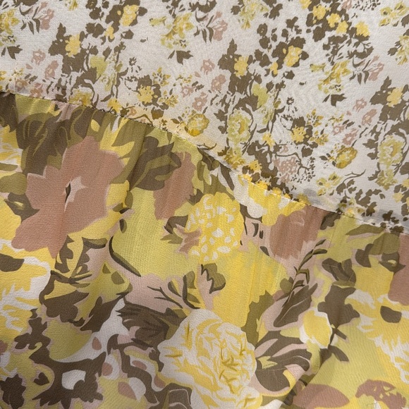 Joie silk Yellow and Green floral Ruffled Tiered Maxi Sundress Size L - Picture 6 of 14